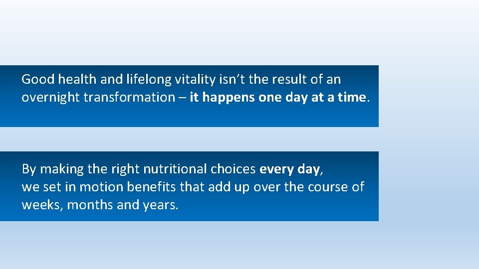 Good health and lifelong vitality isn’t the result of an overnight transformation – it