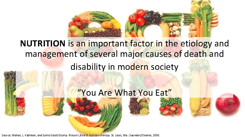 NUTRITION is an important factor in the etiology and management of several major causes