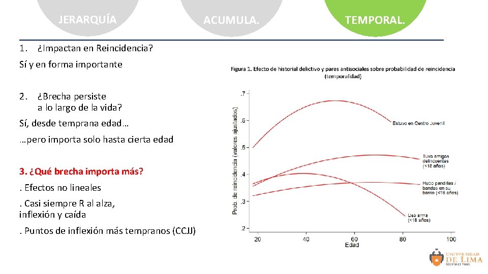 JERARQUÍA 1. ¿Impactan en Reincidencia? Sí y en forma importante 2. ¿Brecha persiste a