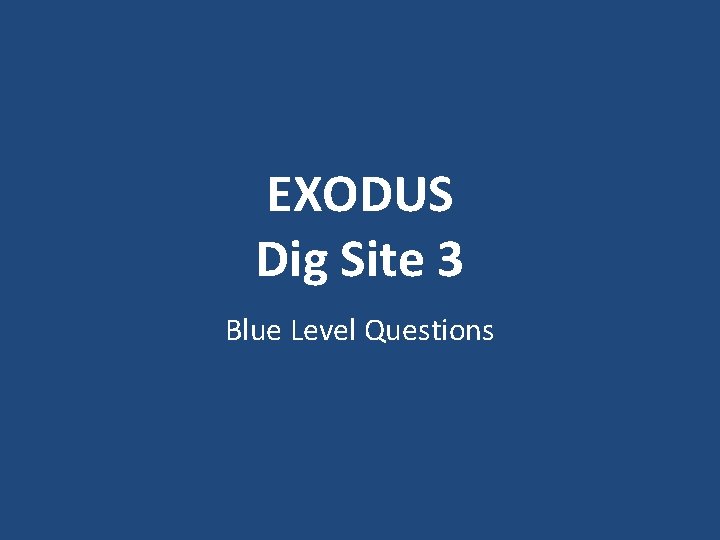 EXODUS Dig Site 3 Blue Level Questions 