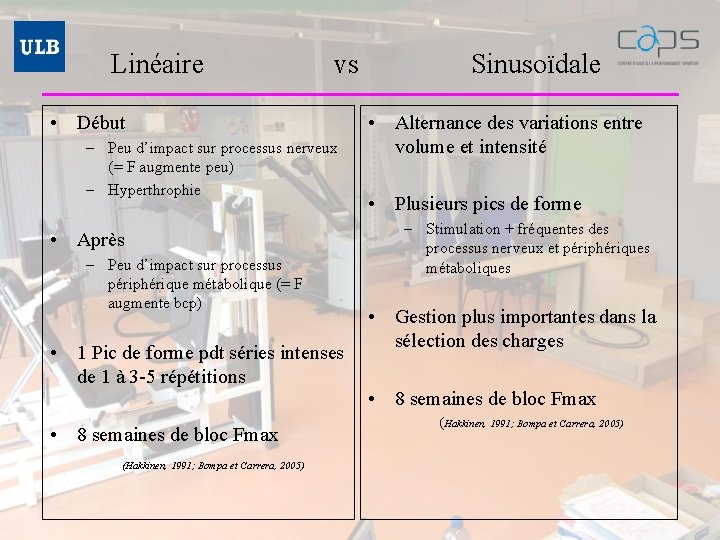 Linéaire vs • Début – Peu d’impact sur processus nerveux (= F augmente peu)
