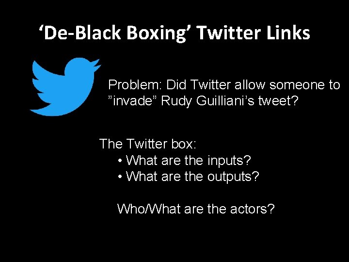 ‘De-Black Boxing’ Twitter Links Problem: Did Twitter allow someone to ”invade” Rudy Guilliani’s tweet?