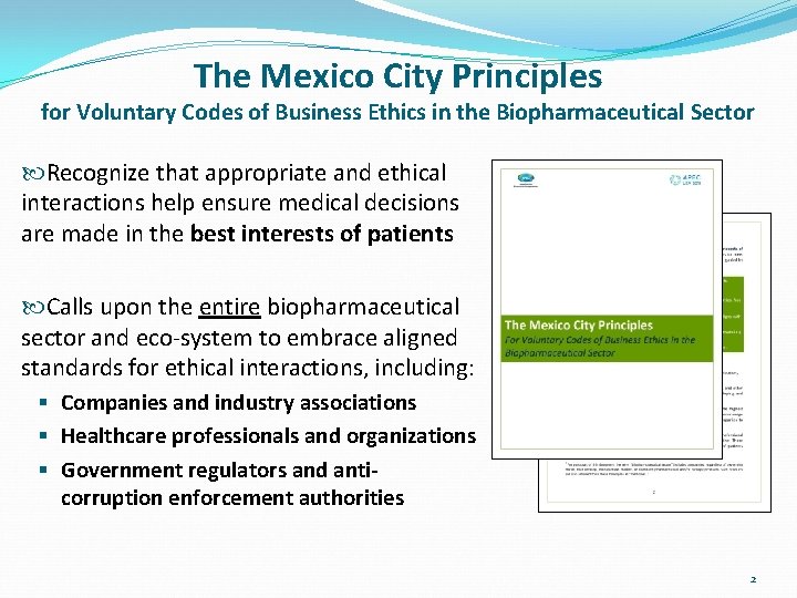 The Mexico City Principles for Voluntary Codes of Business Ethics in the Biopharmaceutical Sector