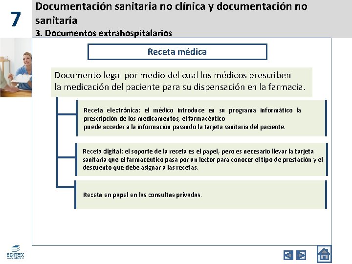 7 Documentación sanitaria no clínica y documentación no sanitaria 3. Documentos extrahospitalarios Receta médica