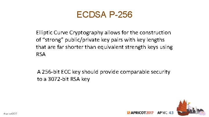 ECDSA P-256 Elliptic Curve Cryptography allows for the construction of “strong” public/private key pairs