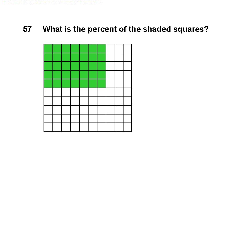 57 What is the percent of the shaded squares? 