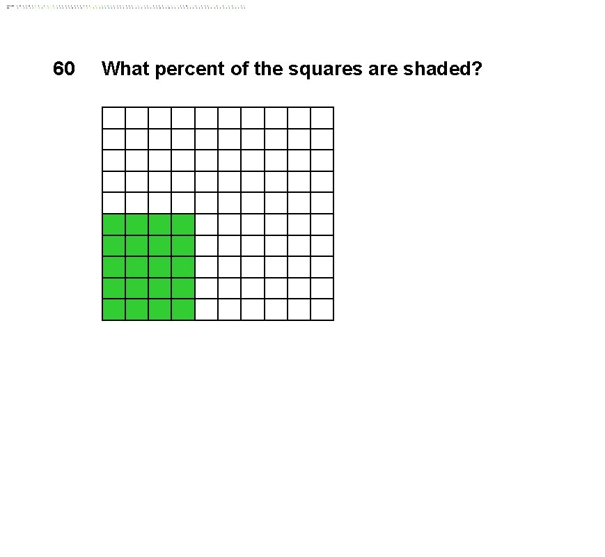60 What percent of the squares are shaded? 