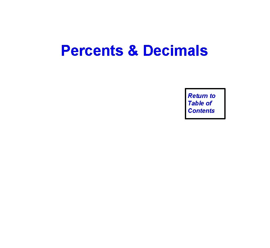 Percents & Decimals Return to Table of Contents 