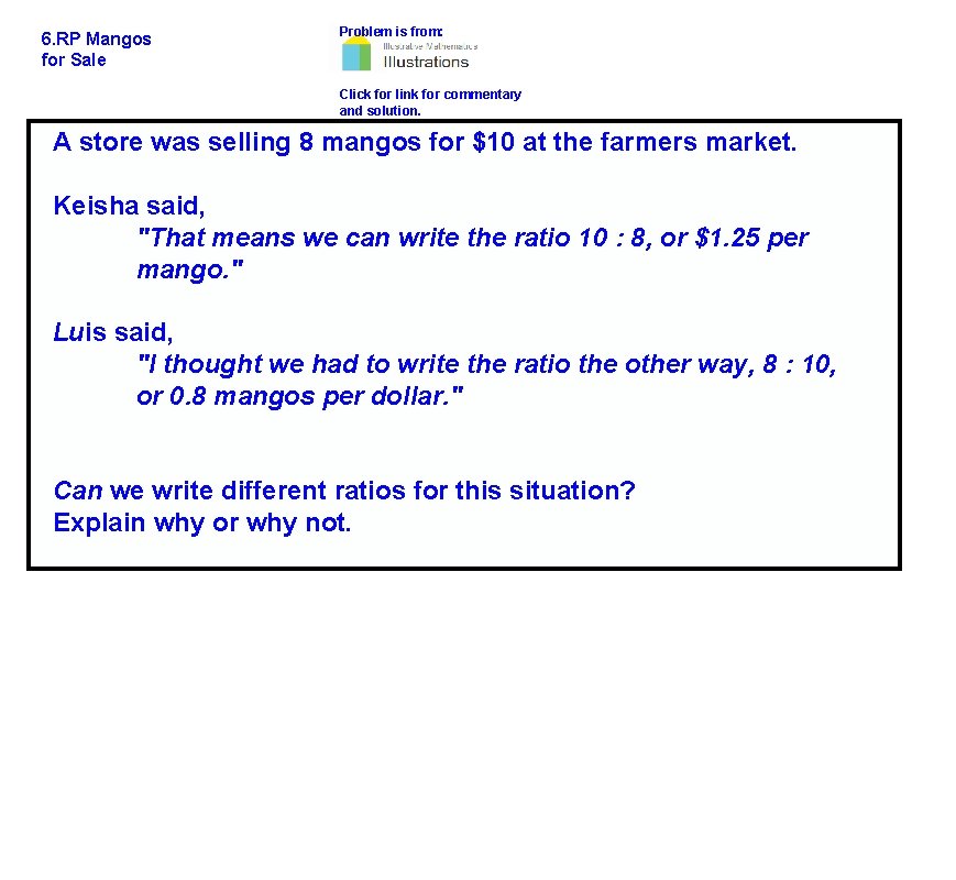 6. RP Mangos for Sale Problem is from: Click for link for commentary and
