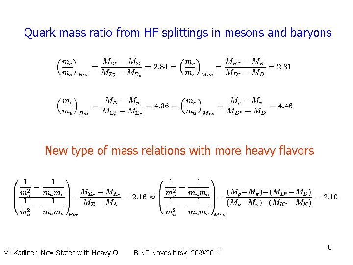 Quark mass ratio from HF splittings in mesons and baryons New type of mass