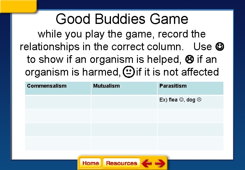 Good Buddies Game while you play the game, record the relationships in the correct