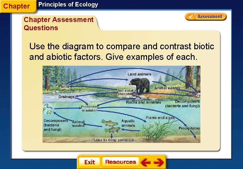 Chapter Principles of Ecology Chapter Assessment Questions Use the diagram to compare and contrast