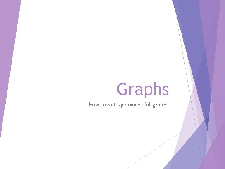 Graphs How to set up successful graphs 