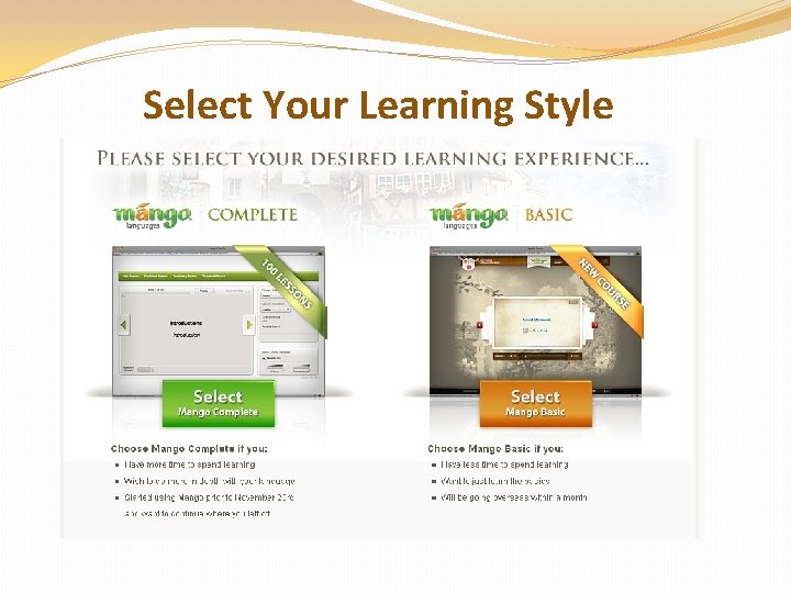 Select Your Learning Style 