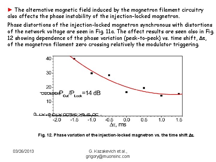 ► The alternative magnetic field induced by the magnetron filament circuitry also affects the