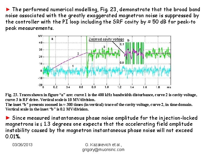 ► The performed numerical modelling, Fig. 23, demonstrate that the broad band noise associated