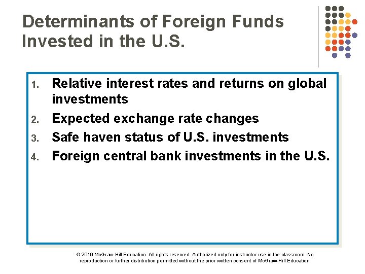 Determinants of Foreign Funds Invested in the U. S. 1. 2. 3. 4. Relative