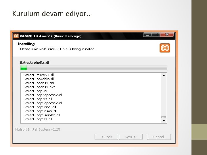 Kurulum devam ediyor. . 
