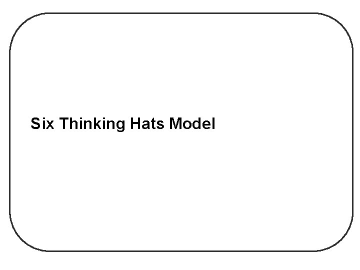 Six Thinking Hats Model Six Thinking Hats Model