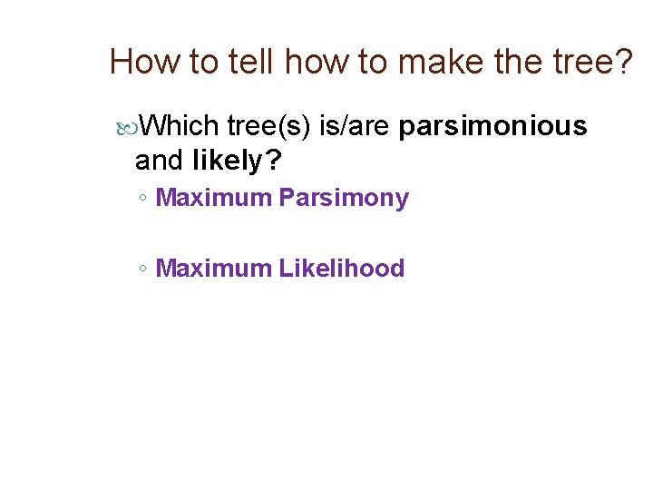 How to tell how to make the tree? Which tree(s) is/are parsimonious and likely?