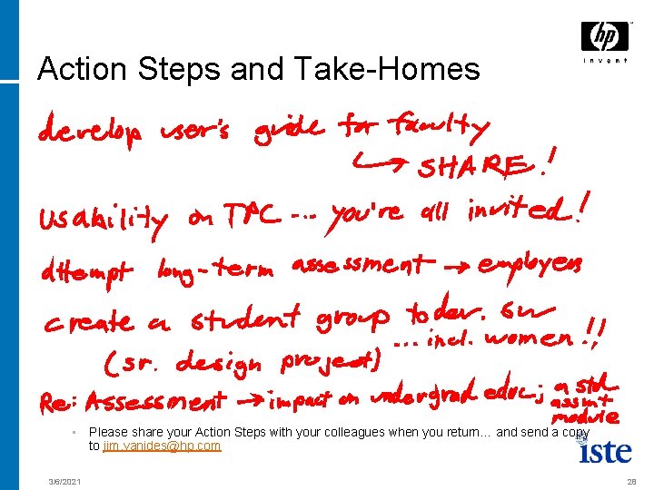 Action Steps and Take-Homes • 3/6/2021 Please share your Action Steps with your colleagues