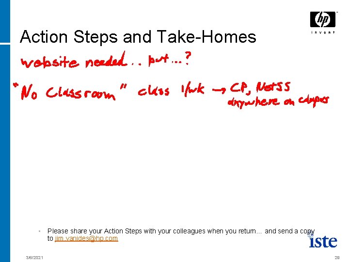 Action Steps and Take-Homes • 3/6/2021 Please share your Action Steps with your colleagues