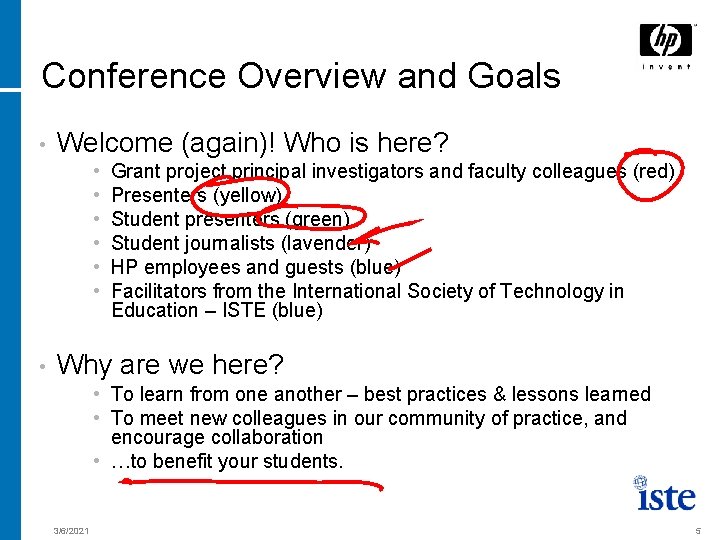 Conference Overview and Goals • Welcome (again)! Who is here? • • Grant project