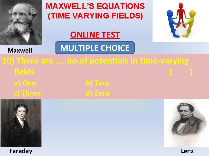 MAXWELL’S EQUATIONS (TIME VARYING FIELDS) ONLINE TEST MULTIPLE CHOICE Maxwell 10) There are ….