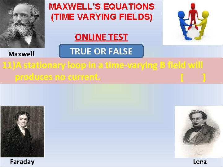 MAXWELL’S EQUATIONS (TIME VARYING FIELDS) ONLINE TEST TRUE OR FALSE Maxwell 11)A stationary loop