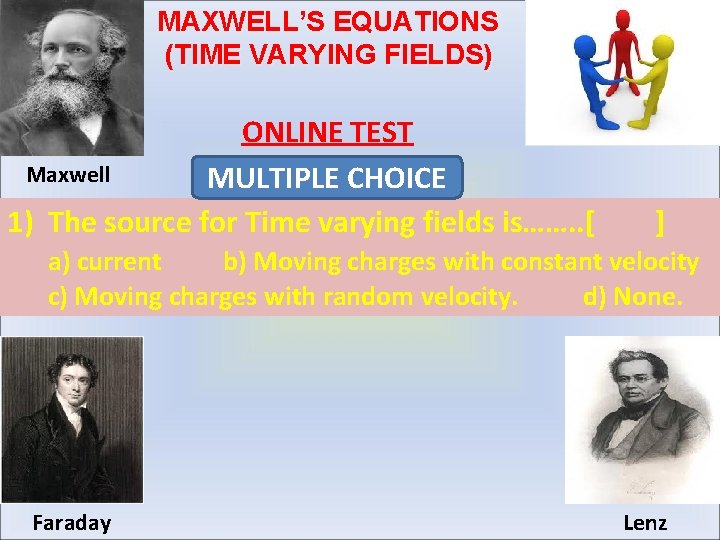 MAXWELL’S EQUATIONS (TIME VARYING FIELDS) ONLINE TEST Maxwell MULTIPLE CHOICE 1) The source for