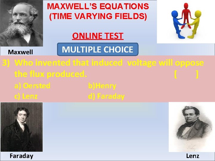 MAXWELL’S EQUATIONS (TIME VARYING FIELDS) ONLINE TEST MULTIPLE CHOICE Maxwell 3) Who invented that