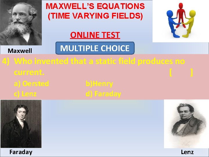 MAXWELL’S EQUATIONS (TIME VARYING FIELDS) ONLINE TEST MULTIPLE CHOICE Maxwell 4) Who invented that