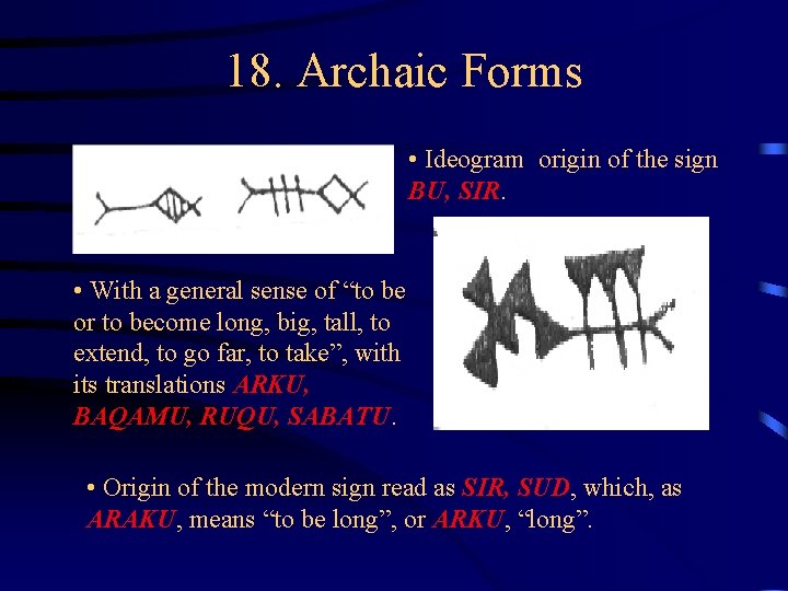 18. Archaic Forms • Ideogram origin of the sign BU, SIR. • With a 18. Archaic Forms • Ideogram origin of the sign BU, SIR. • With a