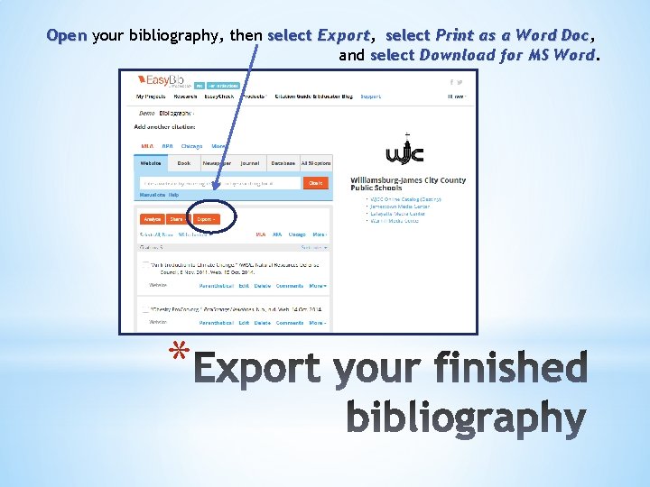 Open your bibliography, then select Export, Export select Print as a Word Doc, Doc