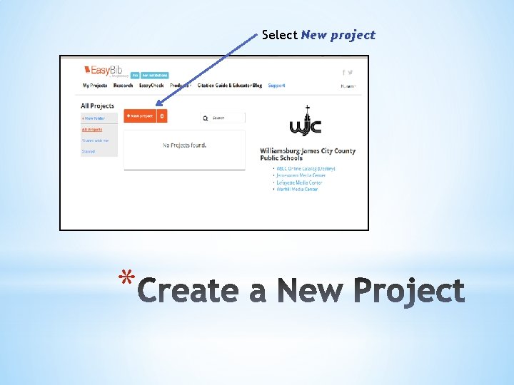 Select New project * 