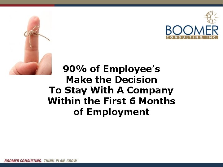 90% of Employee’s Make the Decision To Stay With A Company Within the First