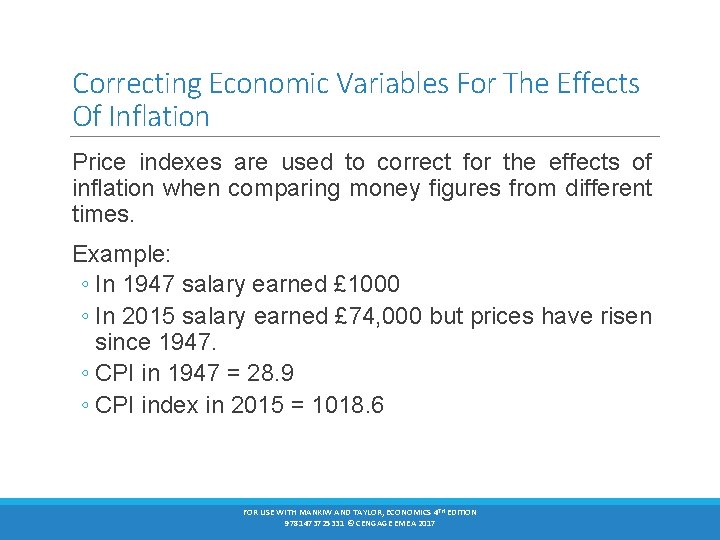 Correcting Economic Variables For The Effects Of Inflation Price indexes are used to correct