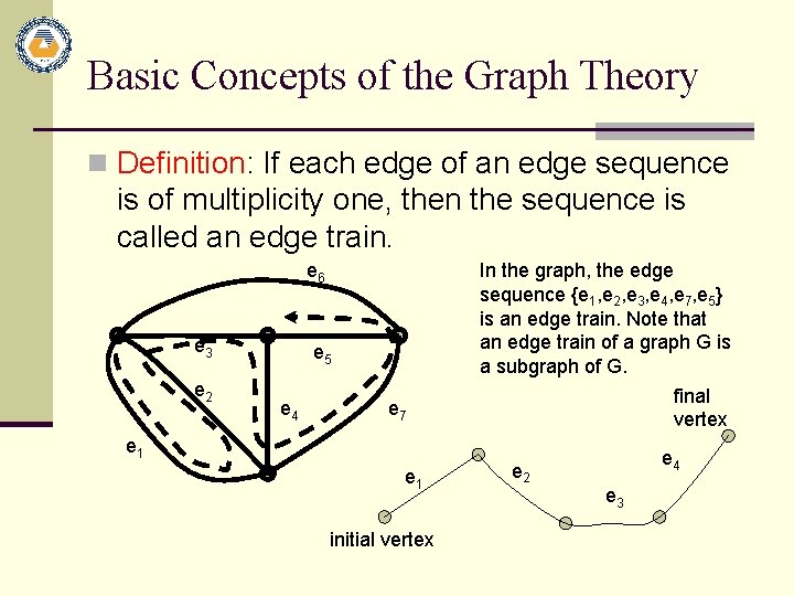 Basic Concepts of the Graph Theory n Definition: If each edge of an edge