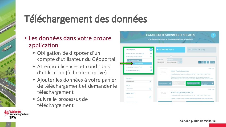 Téléchargement des données • Les données dans votre propre application • Obligation de disposer