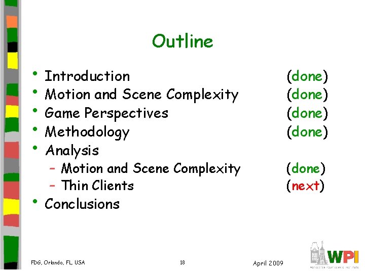 Outline • Introduction • Motion and Scene Complexity • Game Perspectives • Methodology • Outline • Introduction • Motion and Scene Complexity • Game Perspectives • Methodology •