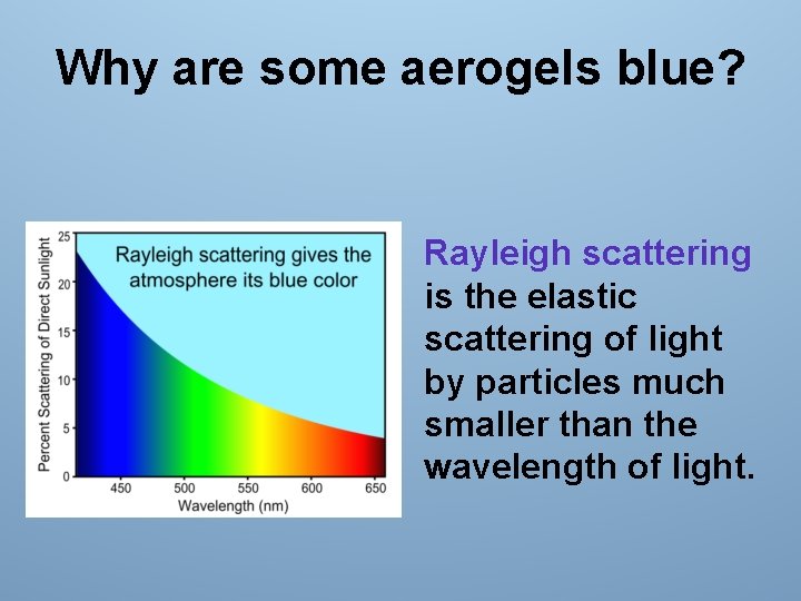 Why are some aerogels blue? Rayleigh scattering is the elastic scattering of light by