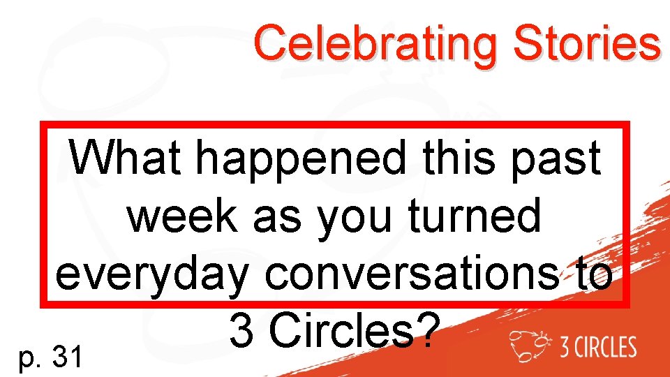 Celebrating Stories What happened this past week as you turned everyday conversations to 3