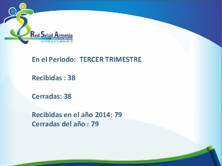 En el Periodo: TERCER TRIMESTRE Recibidas : 38 Cerradas: 38 Recibidas en el año