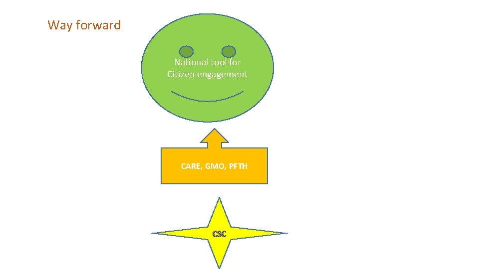 Way forward National tool for Citizen engagement CARE, GMO, PFTH CSC 