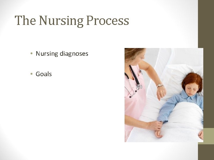 The Nursing Process • Nursing diagnoses • Goals 