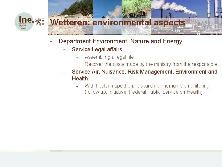 Wetteren: environmental aspects - Department Environment, Nature and Energy - Service Legal affairs -