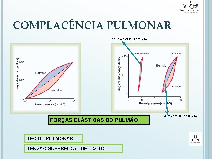 COMPLACÊNCIA PULMONAR POUCA COMPLACÊNCIA FORÇAS ELÁSTICAS DO PULMÃO TECIDO PULMONAR TENSÃO SUPERFICIAL DE LÍQUIDO