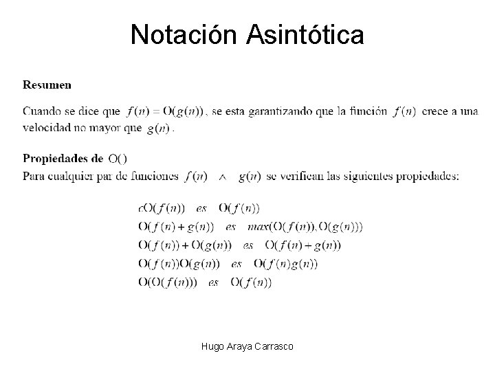 Notación Asintótica Hugo Araya Carrasco 