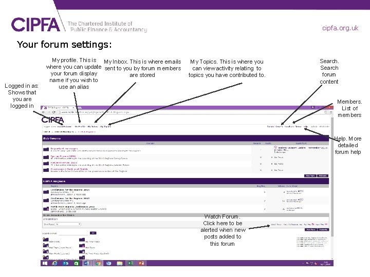 cipfa. org. uk Your forum settings: Logged in as: Shows that you are logged