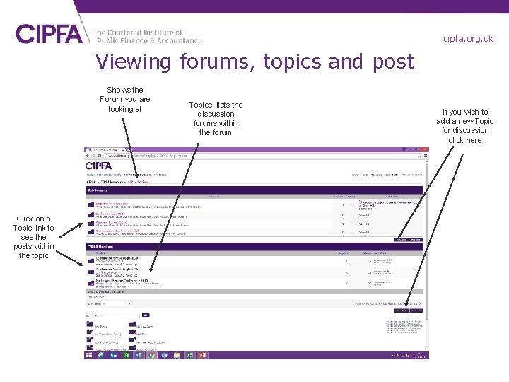 cipfa. org. uk Viewing forums, topics and post Shows the Forum you are looking